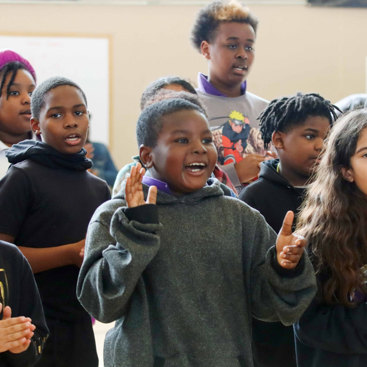 Group of diverse children celebrating