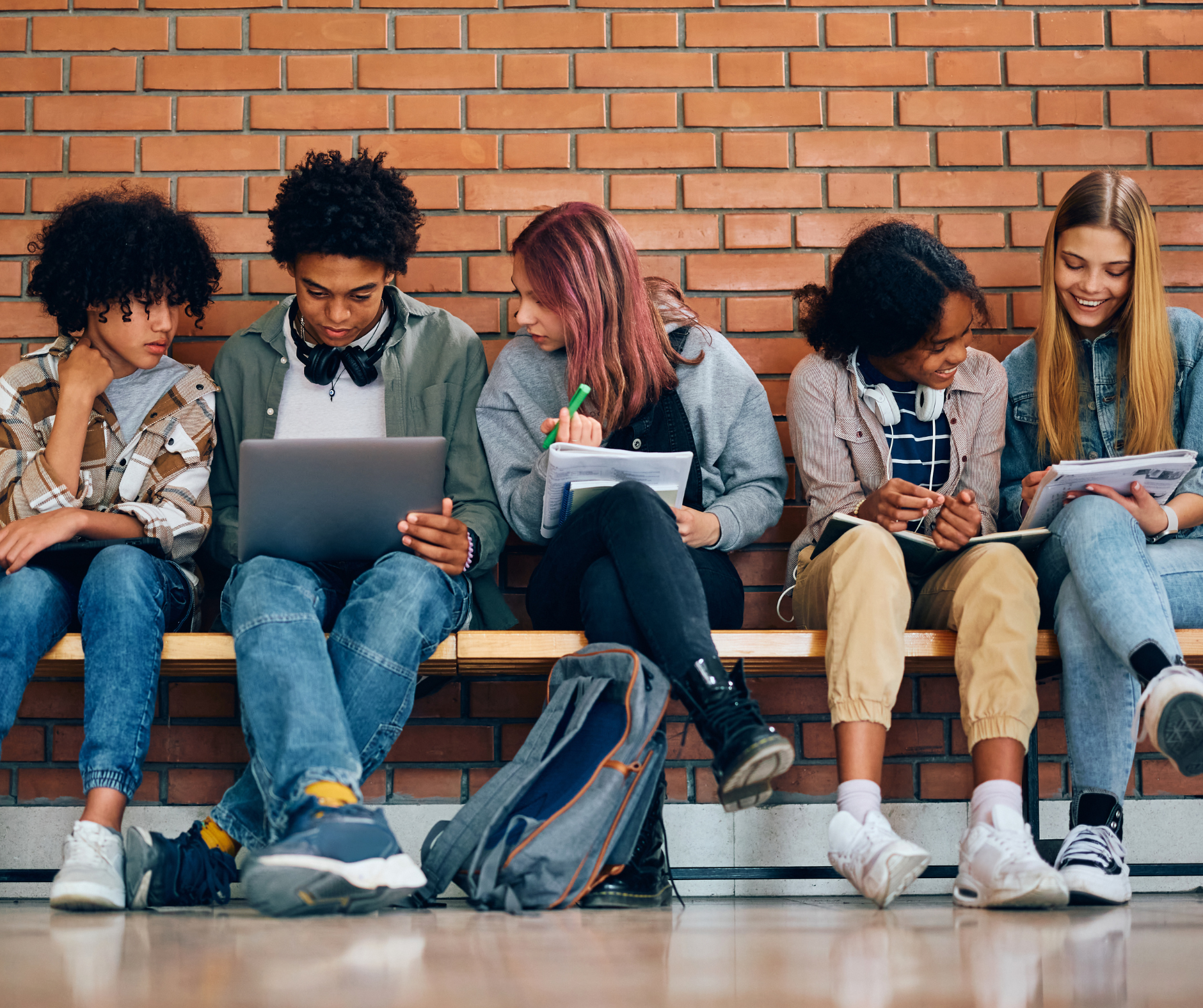 Students looking at computers