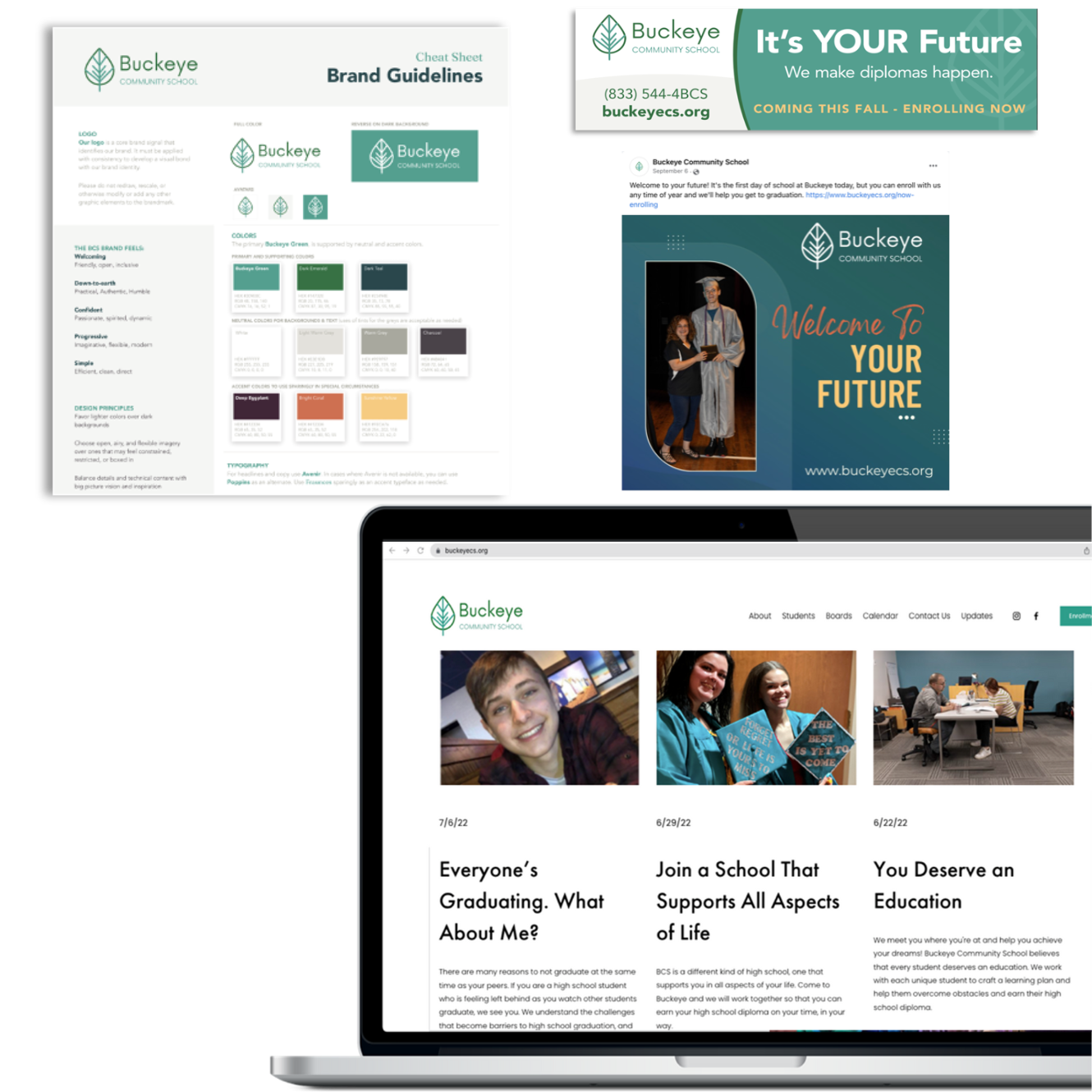 Website and social media examples for Buckeye charter school