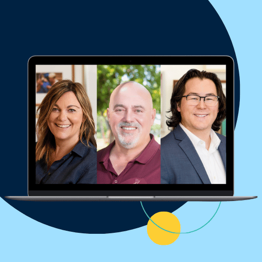 Three speakers in a laptop screen two men and one woman