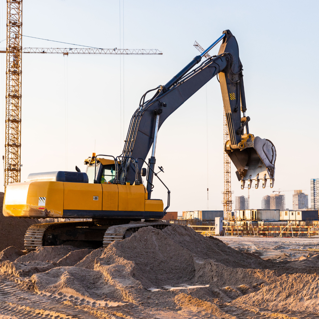 an excavator on a construction site